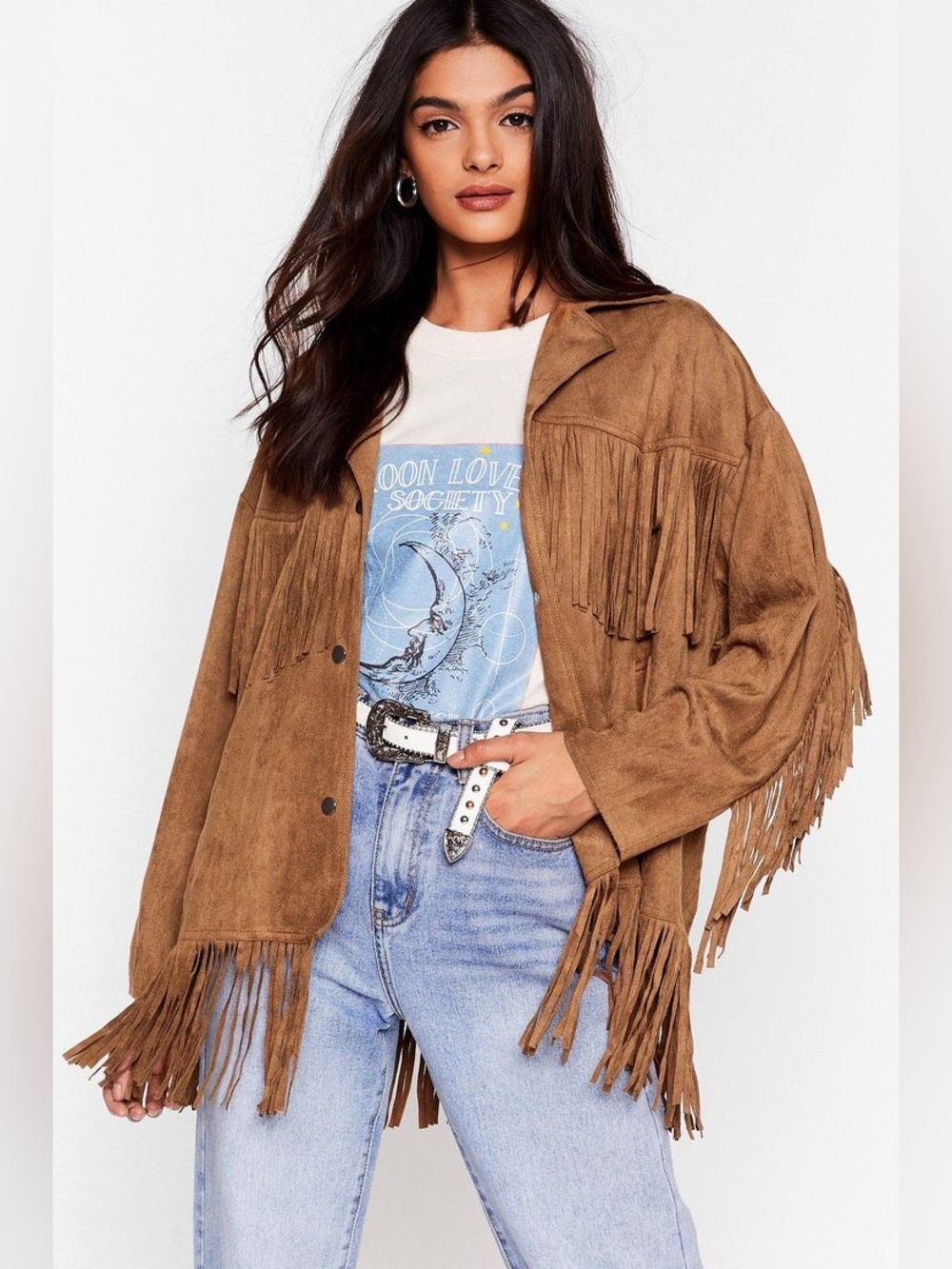 Nasty Gal Faux Suede Fringe Jacket NWT - Picture 5 of 9